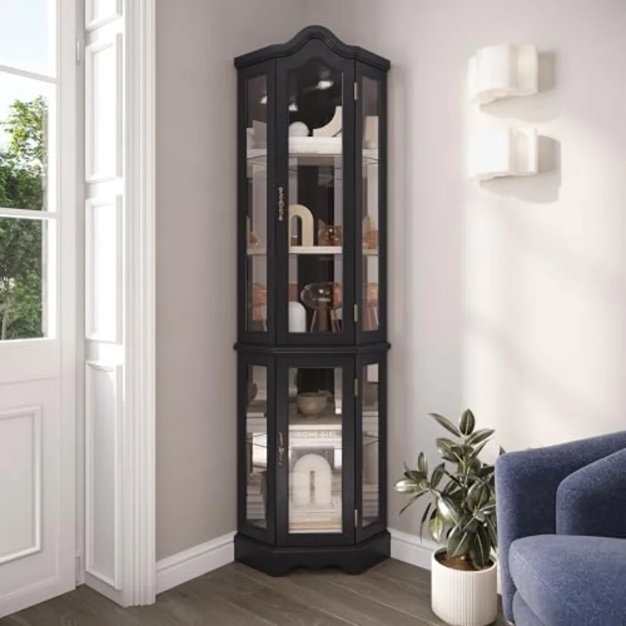 Kitchen - Lighted 3-side glass display curio cabinet