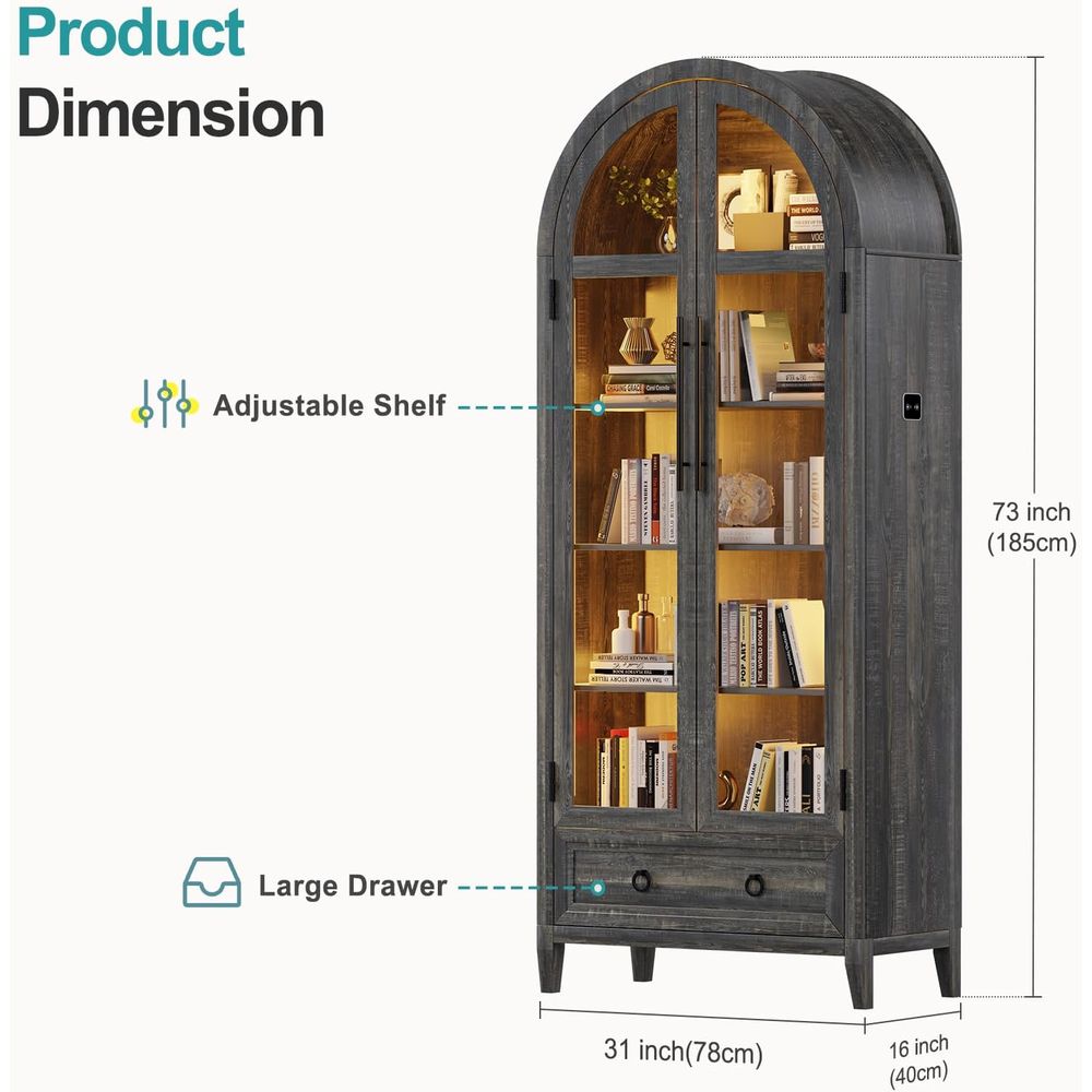73 Arched Glass Display Cabine - Lighting review and price