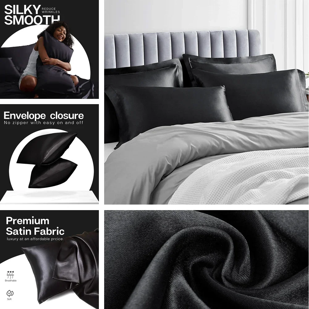 2 Pack Satin Pillowcase for Ha - Satin Silk Pillowcase Hair Skin review and price
