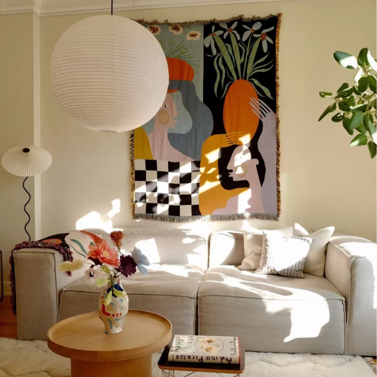 Modern Abstract Art Tapestry B - Boho Throw Blanket Fringe review and price