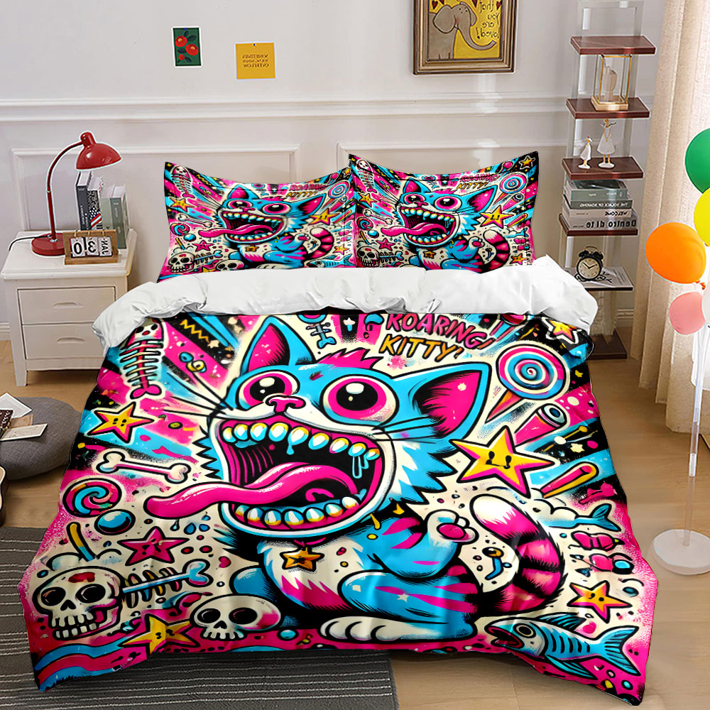 Pop graffiti style roaring cat - Duvet Cover Sets With Zipper review and price