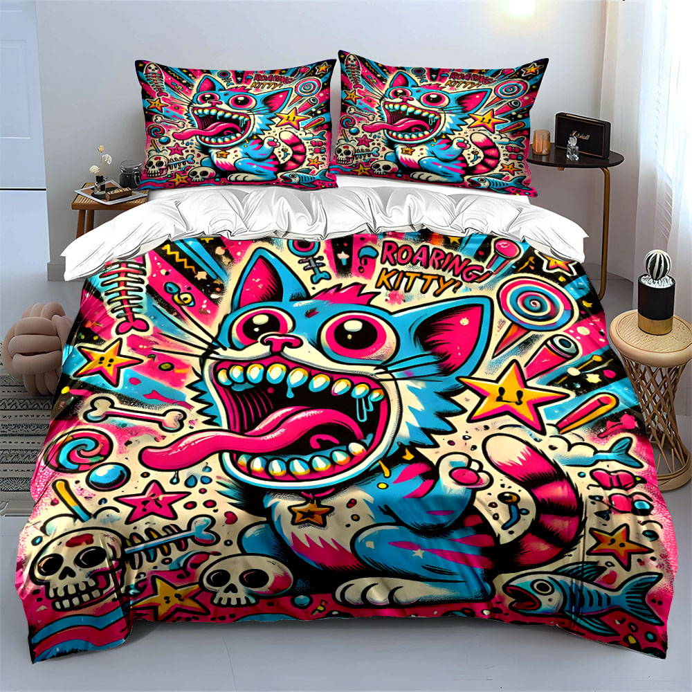 Pop graffiti style roaring cat - Duvet Cover Sets With Zipper review and price