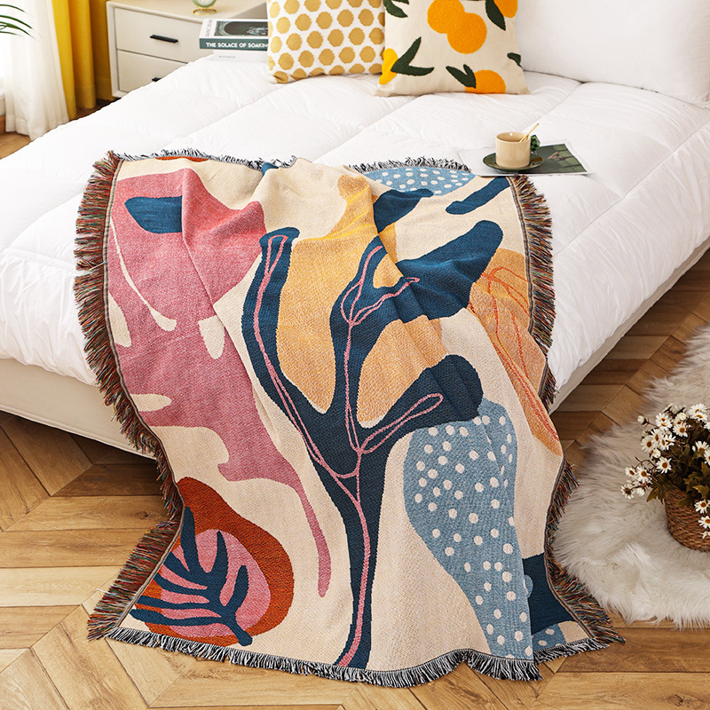 Boho Abstract Botanical Jacqua - Boho Throw Blanket Fringe review and price